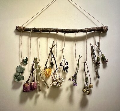 Rustic Dried Flowers Hanging Wall Decor, Housewarming, Nature Wedding Gift - image2